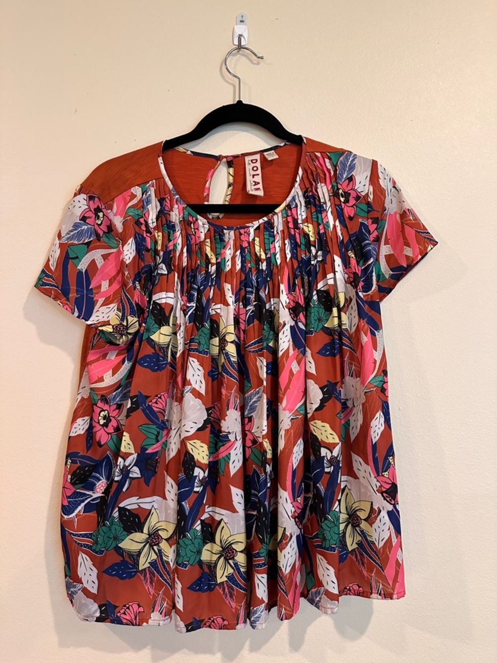 Dolan Floral Pleated Short Sleeve Top